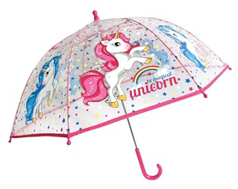 Regenschirm Kinder transparent, Kuppelschirm Jungen & Mädchen, Kita Schule | Freie Durchsicht bei Regen · federleichte Stockschirme für kleine Hände · 5 Motive für Jungen & Mädchen
