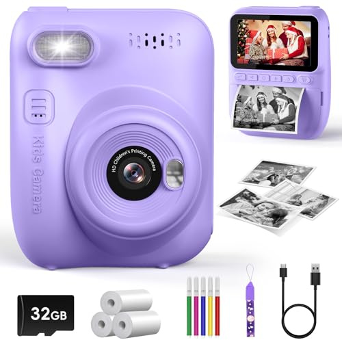 Kids Camera Instant Print,3.0'' Screen Camera for Kids with 32G Card & Print Paper,Kids Digital Camera Toys Gift for Toddler Childrens Boys Girls Age 3-10 Years Old