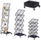 tonchean Foldable Brochure Display Stand with Wheels, 5 Layer Folding Magazine Rack Floor Standing, Adjustable Metal Leaflet Literature Newspaper Display Stand for Exhibition Trade Show Office Hotel