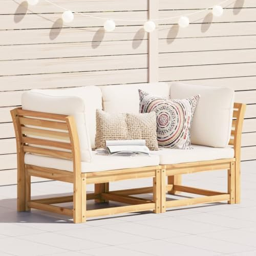 ZEYUAN Gartensofa mit Kissen 2-Sitzer Massivholz Akazie, Gartenlounge, Garden Sofa, Balkonmöbel, Gartenmöbel, Loungemöbel - 3214290