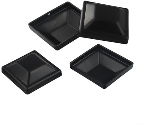 Stylish Black Plastic Post Cap for Garden Fence, 4x Supplies for Easy Installation