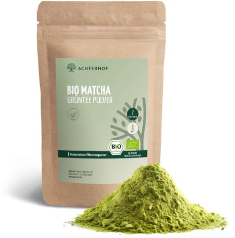 Bio Matcha Grüntee Pulver 250g für Latte oder Tee | Naturrein und Vegan | vom Achterhof
