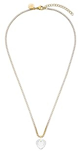 Purelei Translucent Kette im Tennis Chain Style mit Zirkoniasteinen & Kristallherz – Verstellbar 40-45 cm, Edelstahl in Gold, Silber oder Roségold (Gold)