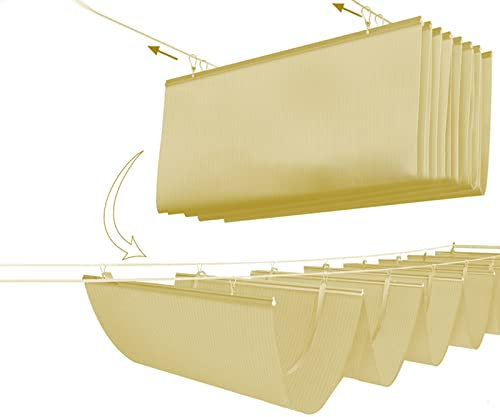Voile d'ombrage rétractable résistante aux UV pour pergola, porche, terrasse, toboggan, voile d'ombrage ondulée avec kit de montage (l 1 x L 6 m)
