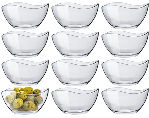 KONZEPT Lot de 12 bols à dessert – 310 ml – Petits bols en verre empilables, parfaits comme saladiers, bols à céréales, verres à dessert et bols de service