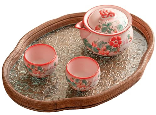 Ru Porzellan Kondensfett Zinnoberpulver Kaninchen Hand Greifer Topf Kung Fu Tee Set Tee Brauen Deckel Schüssel - Topf + 2 Tassen + Begonie Teller