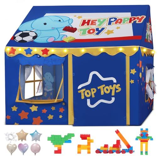 Tienda de Campaña Infantil Temática con Juguetes(123x100x123 cm), Luces y Globos - Cabañas para Niños Interior y Exterior (Set de Juguetes)