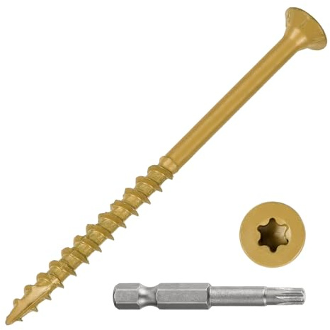 METALLIXITY 100Pcs #10x3 Deck Screws Kit Wood Screw CS Tan | Decking Screws Epoxy Coated with T25 Torx Drive Head for Wood Fence,Table,Chairs