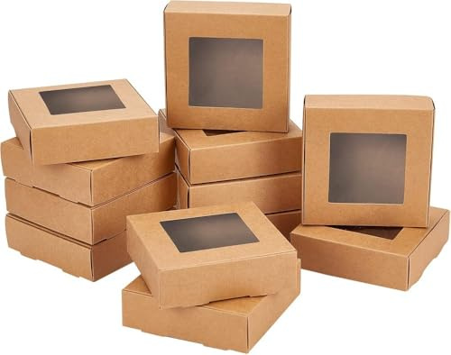 NBEADS 50 Stück Kamel Geschenkbox, Rechteckig Gefaltete Leckerli Boxen 9.6x9.9x3.5cm Kraftpapier Boxen Mit Transparentem Fenster Für Party Leckereien Hochzeitsgeschenke