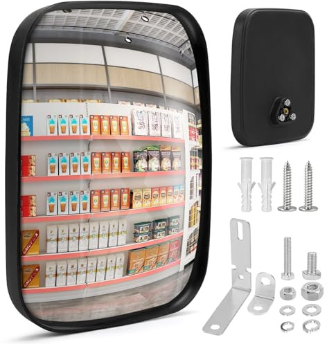 IIRC Verkehrsspiegel 19x16cm Konvexspiegel Weitwinkel Verstellbar | Vielseitig: Garage, Einfahrten, Lager, Hof, Krankenhaus, Geschäfte | Innen & Außen einsetzbar | Verstellbarer Weitwinkel