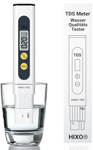 HIXO 1x TDS Messgerät (ppm) TDS-Meter mit Titan-Sonde –Wassertester – Wasserqualität für Trinkwasser, Osmose, Aquarium, Hydroponik, Pool & Brunnen prüfen