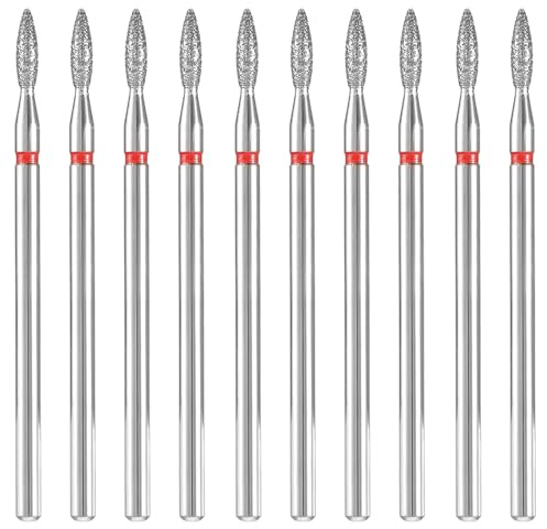 10 Stück Nagelfräser Bits,Fräserbit für Gelnägel Profi Kegel,Diamant Flammen Nagelfräser Aufsätze,Edelstahl Nail Drill Bit für Maniküre Nagelpflege, Geeignet zum Entfernen von Gel, Acryl und Nagelhaut