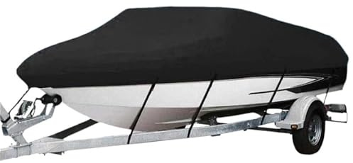 Telo Copri Barca,Coperture Per Barca Telo copri-barca in tela a forma di V, impermeabile, anti-UV, trasportabile, for imbarcazioni da 11 a 22 piedi, tessuto Oxford 190T(Black 20-22Ft)