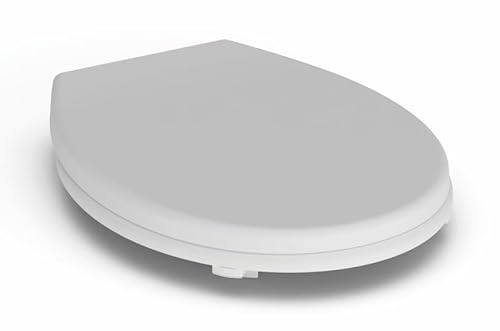 Heavy Duty Toilet Seat with Slow Close, Top Fixing and Buffer, White, 42 x 36.5 cm
