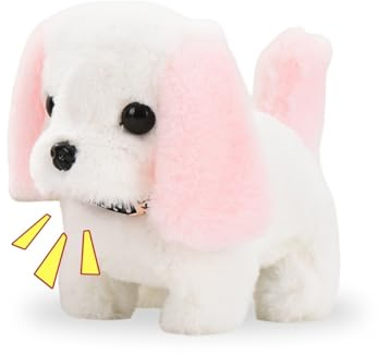 Mtbricey Walking Dog Toys for Kids Realistic Robot Puppy Walking Barking Wagging Tail Stuffed Interactive Dog Toy Plush Toys Gifts for Boys Girls Pet Lovers Educational Toys for Birthdays (Dog2)