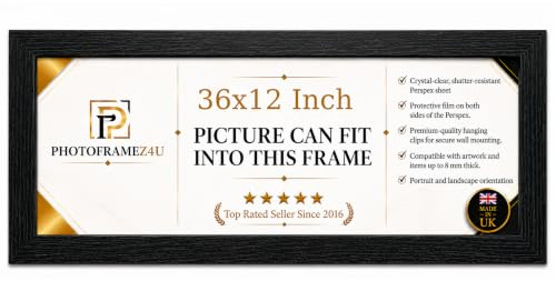 36x12 Inch Panoramic Picture Frame | Black Panoramic Photo Frame & Poster Frame for Pictures, Photos, Documents, Jigsaw Puzzles, Artwork | Landscape or portrait Wall Mount Display