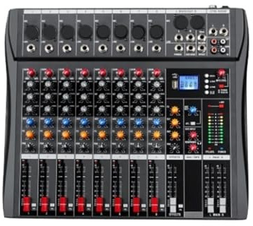 Dj Mixer Professionell Mixerkonsol, 8-kanalig Ljudkortskontrollpanel Med Bluetooth Och USB-inspelningsingång