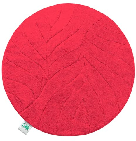 Floordirekt Tappetino da bagno - extra soffice e ad asciugatura rapida - Tappeto da bagno con retro antiscivolo - Tappetino doccia (Maris) (Rosso, rotondo 120 cm)
