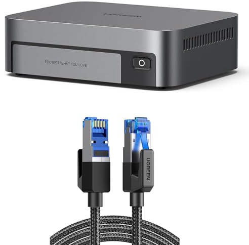 UGREEN NASync DXP480T Plus 4-Bay All-Flash NAS mit Cat 8 LAN Kabel, Intel i5-1235U 10-Kern, 8GB DDR5, 128GB SSD, 10GbE, Wi-Fi 6, 4×M.2 NVMe, 8K HDMI, 2×Thunderbolt 4 (Diskless)