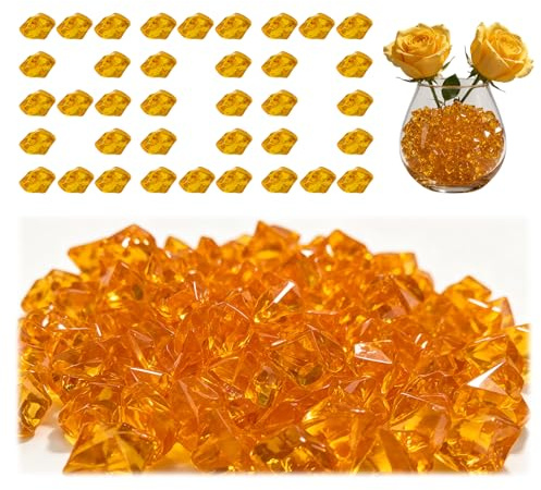 Hexizexi Dekosteine 800 Stück Orange Acryl Deko Diamanten Muggelsteine | Dekosteine für Vasen Diamanten Deko für Vasen Party Tischdekoration Kunsthandwerk