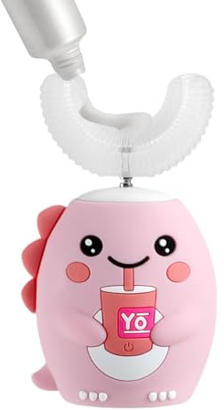 Spazzolino Elettrico A Forma Di U Per Bambini Ricaricabile Pulizia a 360 | Spazzolino Automatico A Cartoni Animati Per Bambini Per Bambini E Bambine Addestramento Viaggio Campeggio All'Apert
