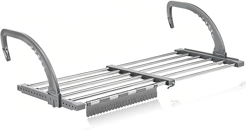 MIUUIPI Torkställning Balkong Tvätttork Utdragbar Vikbar Liten, L38–55cm x B35cm Handdukshållare Värmeelement Torkställning Värmetork Väggmonterad Tvätttork för Utomhus & Inomhus
