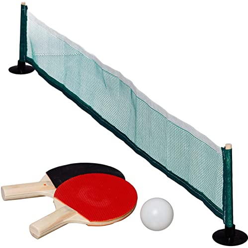 Best Sporting Mini Tischtennis Set I Inkl. 2 Mini Tischtennisschläger, Tischtennisball & Tischtennis-Netz I Tischtennisnetz für jeden Tisch