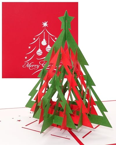 Pop-Up Weihnachtskarte Tannenbaum | Modern Merry Christmas, Weihnachtskarte mit Weihnachtsbaum, Pop Up Karte zu Weihnachten, 3D Karte, Christmas Greeting Card