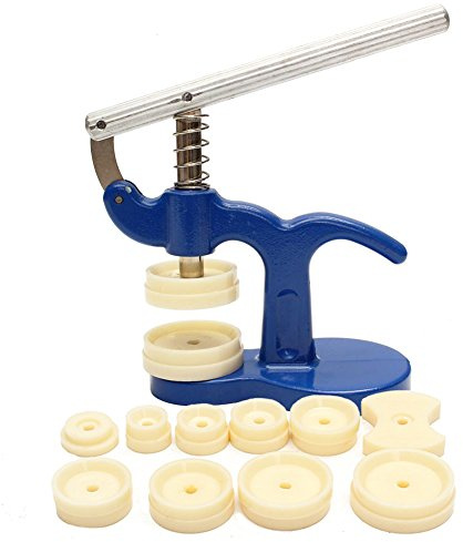 ValueHall Watch Press Set, Watch Back Case Closer, Cast Iron Press, Glass Fitting Press with 12 Dies