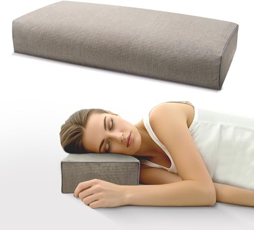 JOERRES Adjustable Buckwheat Hull Pillow for Neck Pain Relief (21x8x4) Natural Cooling Cervical Support Camping Pillow for Side & Back Sleepers with Night Sweats (Coffee)