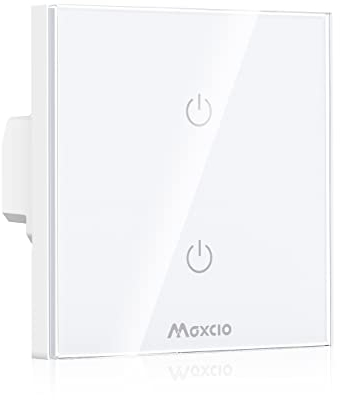 Maxcio Interruptor Luz WiFi, Interruptor Inteligente 2 Vías Compatible con Alexa/Google Home, Control de Voz, Control de APP y Función de Temporizador, Neutral Requerido