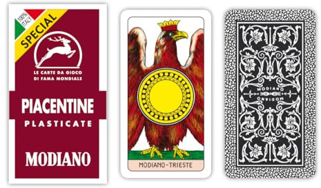 Modiano Piacentine Bordeaux Special – Carte da gioco regionali piacentine in cartoncino duplex 350 gmq – Ideali per Scopa, Briscola, Tresette – 100% Made in Italy