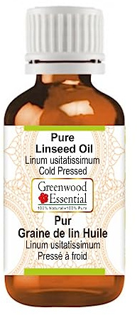 Greenwood Essential Linseed Oil (Linum usitatissimum) | Cold Pressed | Natural | Undiluted | For Diluting Essential Oils | For Skin & Massage | Men & Women | 100ml (3.38 oz)