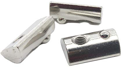 20x M4 Nutenstein 10,0 x 5,0 mm, einschwenkbar Nut 6,0, mit Federkugel, Stahl