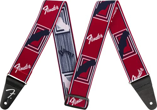Fender© Weighless 2 Mono Strap,Rd/Wh/Bl, XL, Rot/Weiß/Schwarz