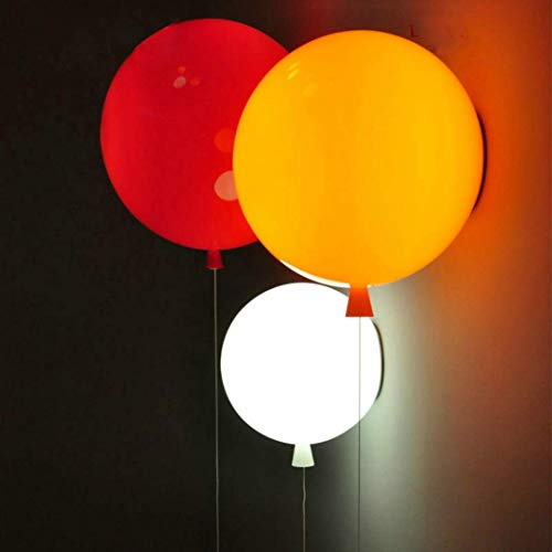 GUANSHAN Balloon Colorful Wall Light Lámpara de pared moderna, habitación infantil Iluminación de pared decorativa con interruptor de cuerda para niños niñas, 20 cm de diámetro, con bombilla de 5W