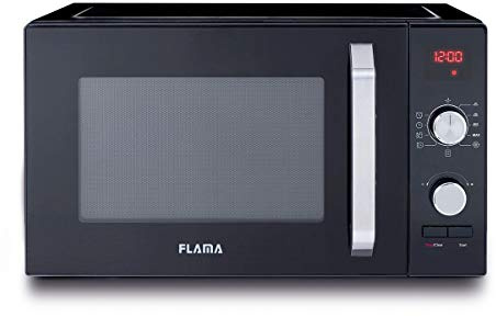 Flama Microondas Negro 1837FL, 800W, Capacidad de 23L, 9 Programas Automáticos, Control Digital, Interior Antiadherente, Función de Descongelación, Temporizador de 95 minutos