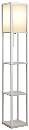 HOMCOM Lampadaire Étagère 3 Étagères 4 Niveaux 26 x 26 x 160 cm Blanc | 4 Niveaux, MDF