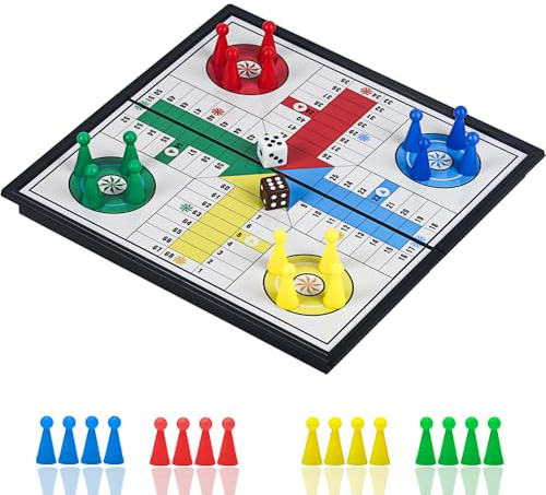 KOKOSUN Ludo Magnetisches Faltbares Brettspiel Set, Klassisches Strategiespiel Set für die ganze Familie (Rechter Winkel)