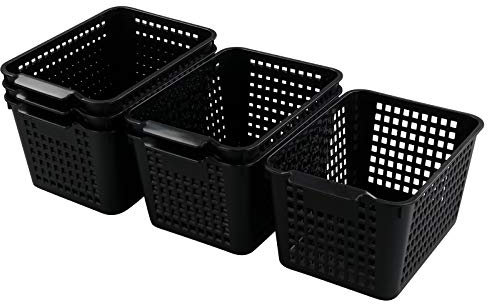 Gitany 6-pack Plastic Small Cupboard Basket, Storage Baskets, Black