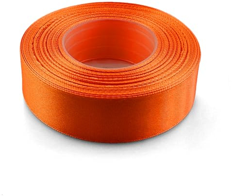 Netuno 1x Satinband Dunkelorange 25 mm x 32 m Schleifenband Geschenkband Dekoband Stoffband bunt Satinrolle farbig Bänder zum Basteln für Hochzeit Taufe Geburtstag Weihnachten Ostern Geschenk