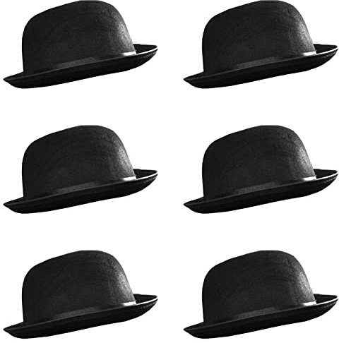 Bowler-Hut, Kostüm-Accessoire, für Herren und Damen, 58 cm, Filz, viktorianischer Herrenkostüm, Zubehör (6 Stück)