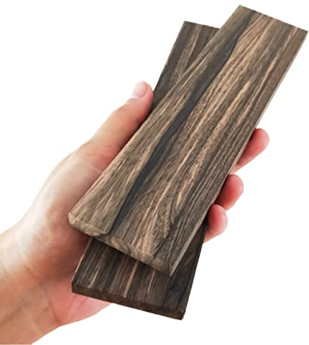 VAREE69 Macassar Ebony Exotic Lumber Kamakong Hardwood Burl Knives Handle Scales Knife Makers Material Wood DIY Tools 2Pcs Size: 3/8inches x 2inches 8inches (+/- 1/16inches)