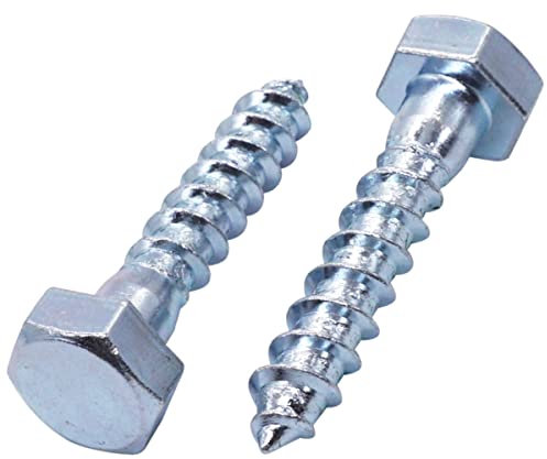 SKIR'CO (25 pcs) DIN 571 Zinc Plated Steel Hexagon Head Wood Screws M10 x 55 mm, Coach Screws, Hex Screw, Lag Bolts