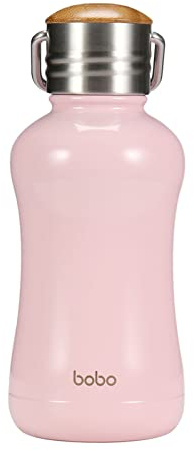 YOHKOH Mini bouteille d'eau isotherme avec couvercle en bambou – Petite bouteille d'eau isotherme sous vide de 250 ml pour femmes et enfants, chaud pendant 12 heures et froid pendant 24 heures,