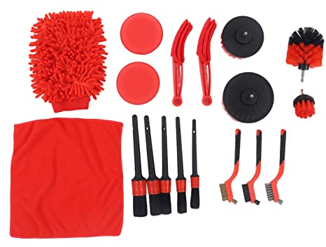Sorandy Set di Pulizia Auto 18 Pezzi, Kit Pulizia Auto Interni ed Esterna, Kit Lucidatura Auto con Spazzola di Ruota/Panno per La Pulizia dell'automobile Interni, Esterni, Ruote, Cruscotto, Pelle
