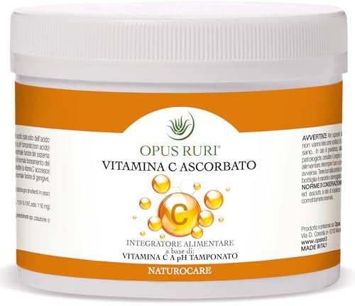 OPUS RURI Ascorbato di Sodio Vitamina C - 500 g - Integratore Alimentare con Elevata Biodisponibilità (Non Acido) e Tollerato a Livello Gastrointestinale - Made in Italy