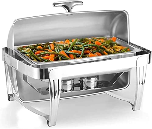 BTURYT Chafing Dish Buffet-Set in Voller Größe, 9 L, Mit Rolltop, Chafer Speisenwärmer-Set Aus Edelstahl Mit Futterpfanne, Wasserpfanne Und Brennstoffhaltern