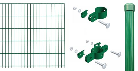 Alberts 684334 Einstab-Gittermatten-Set | Garden Typ 8/6/4 | verschiedene Längen und Höhen | grün | 2000 x 1250 mm | Zaunlänge: 30 m