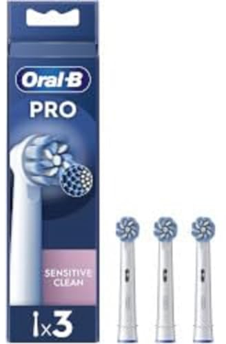 Oral-B Sensitive Clean Testine Spazzolino Elettrico, Confezione da 3 Testine di Ricambio, Pulisce Aree Sensibili e Infiammate, Rimuove Fino al 100% di Placca in Più